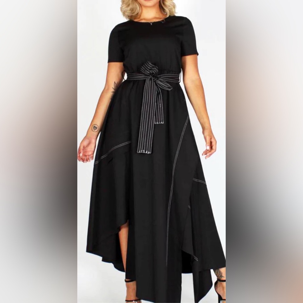 3.1 Phillip Lim Black High Low Dress with Tie Waist
